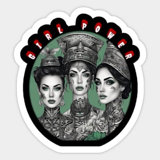 Girl power green themed Sticker